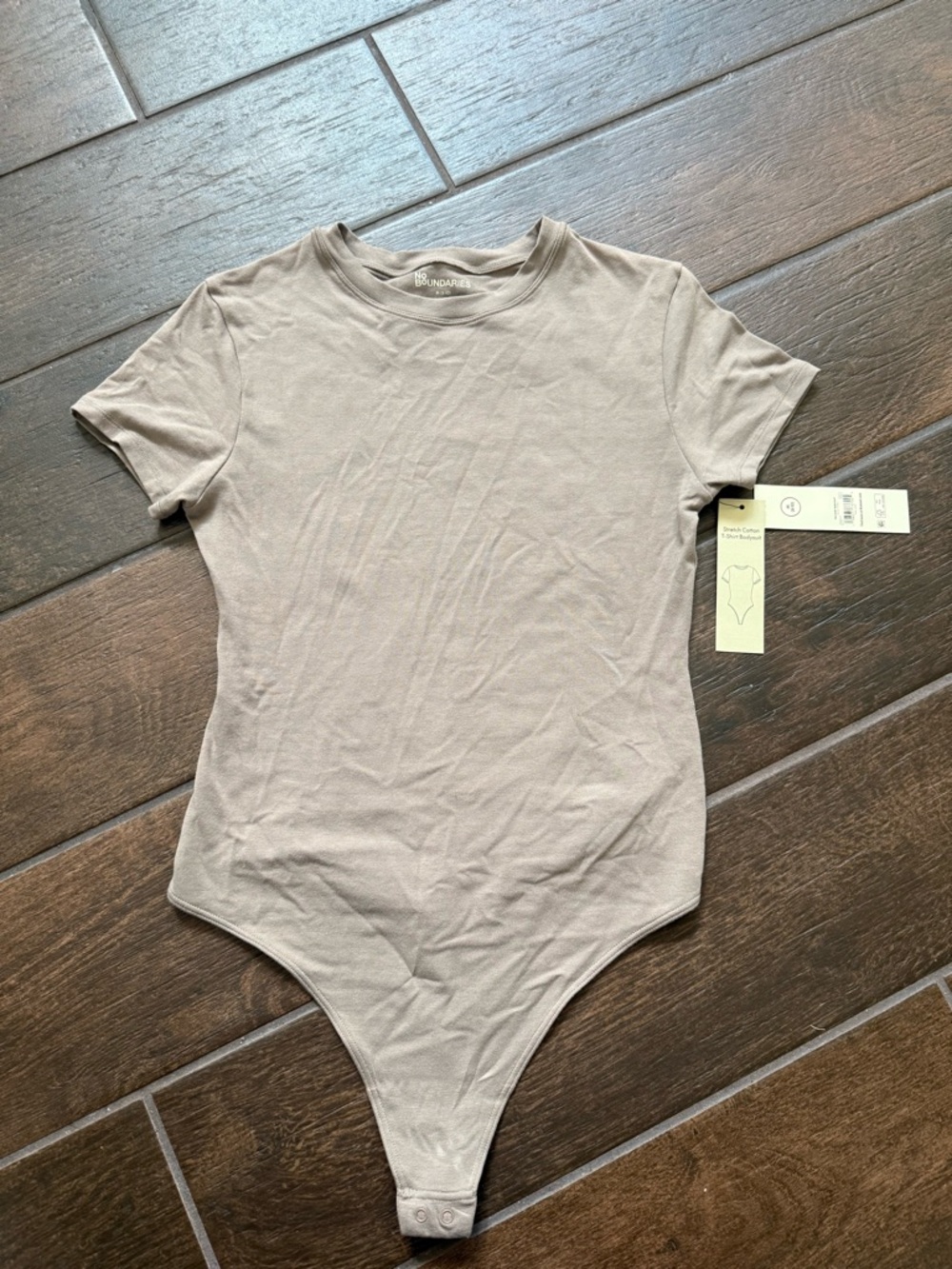 No Boundaries Taupe Short Sleeve Bodysuit